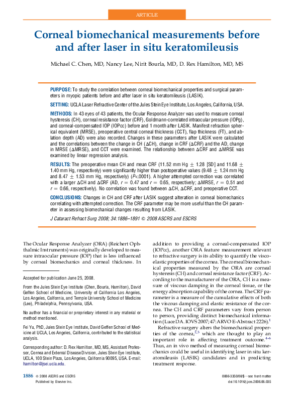(PDF) Corneal biomechanical measurements before and after laser in situ ...