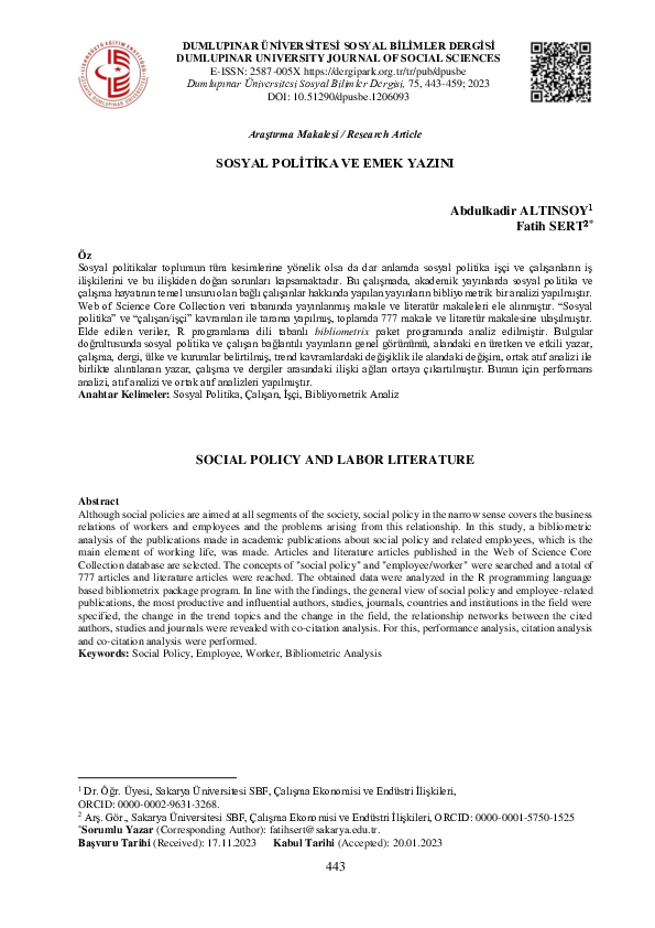 (PDF) Social Policy and Labor Literature
