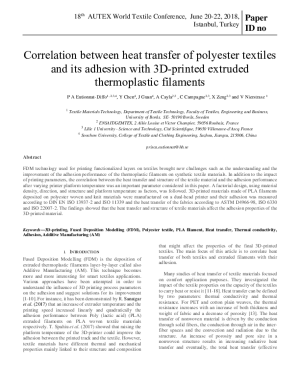 (PDF) Correlation between heat transfer of polyester textiles and its ...