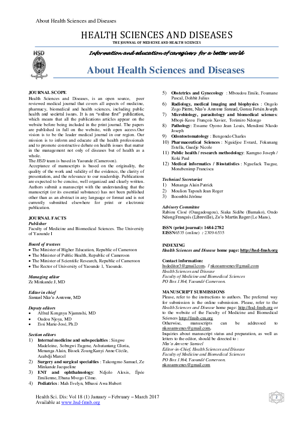 (PDF) Health Sciences and Diseases in Brief