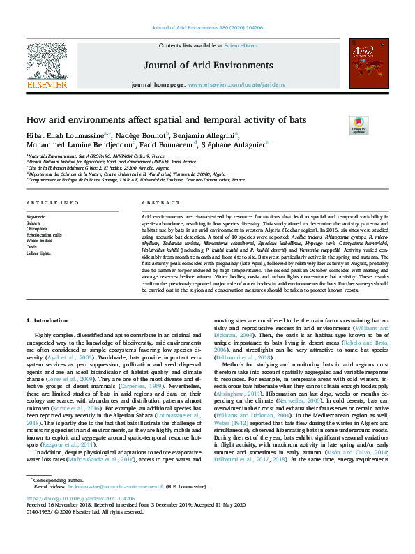 (PDF) How arid environments affect spatial and temporal activity of bats