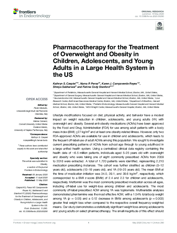 (PDF) Pharmacotherapy for the Treatment of Overweight and Obesity in ...