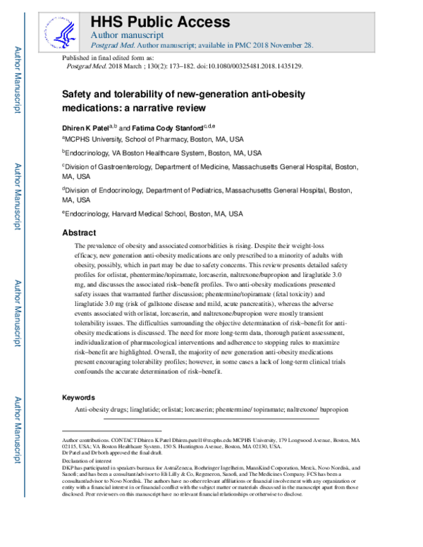(PDF) Safety and tolerability of new-generation anti-obesity ...