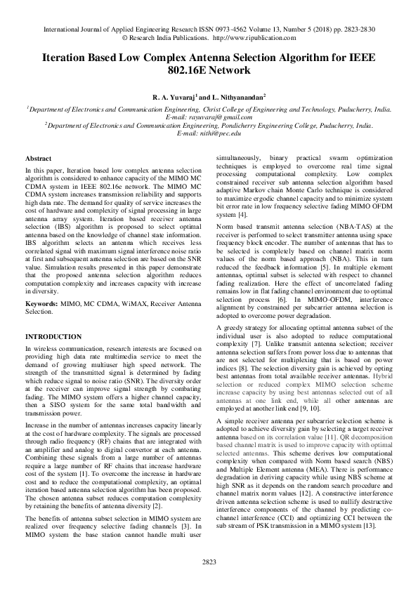 (PDF) Iteration Based Low Complex Antenna Selection Algorithm for IEEE ...