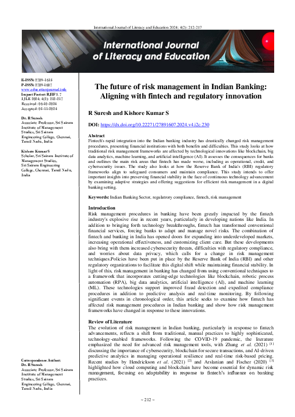 (PDF) The future of risk management in Indian Banking: Aligning with ...