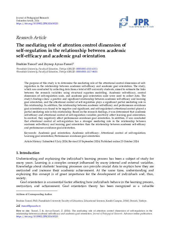 (PDF) The mediating role of attention control dimension of self ...