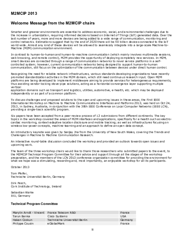 (PDF) Welcome message from the M2MCIP chairs