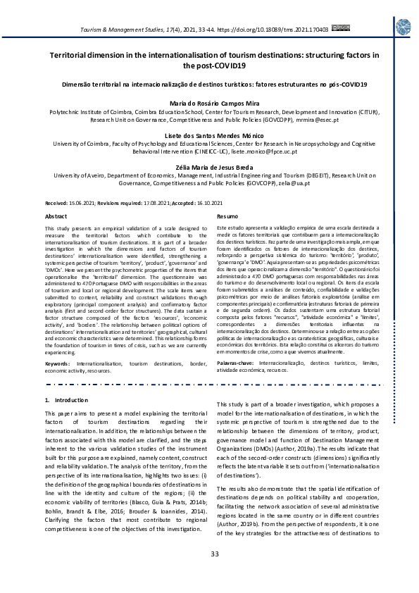 (PDF) Territorial dimension in the internationalisation of tourism ...
