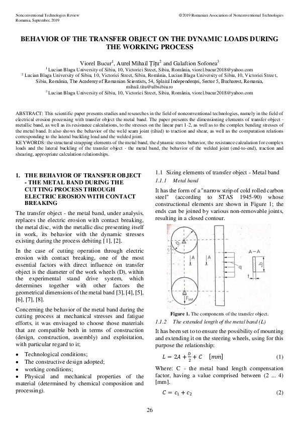 (PDF) Behavior of the Transfer Object on the Dynamic Loads During the ...