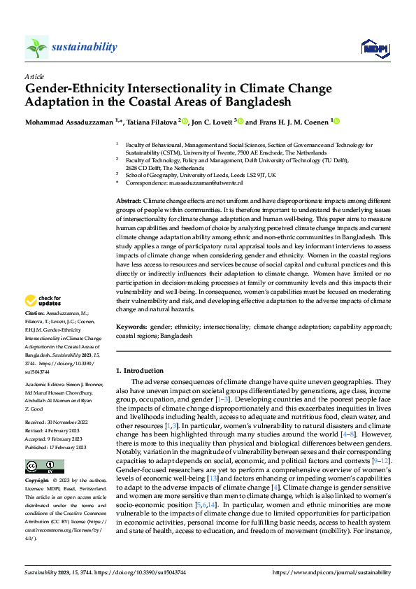 (PDF) Gender-Ethnicity Intersectionality in Climate Change Adaptation ...