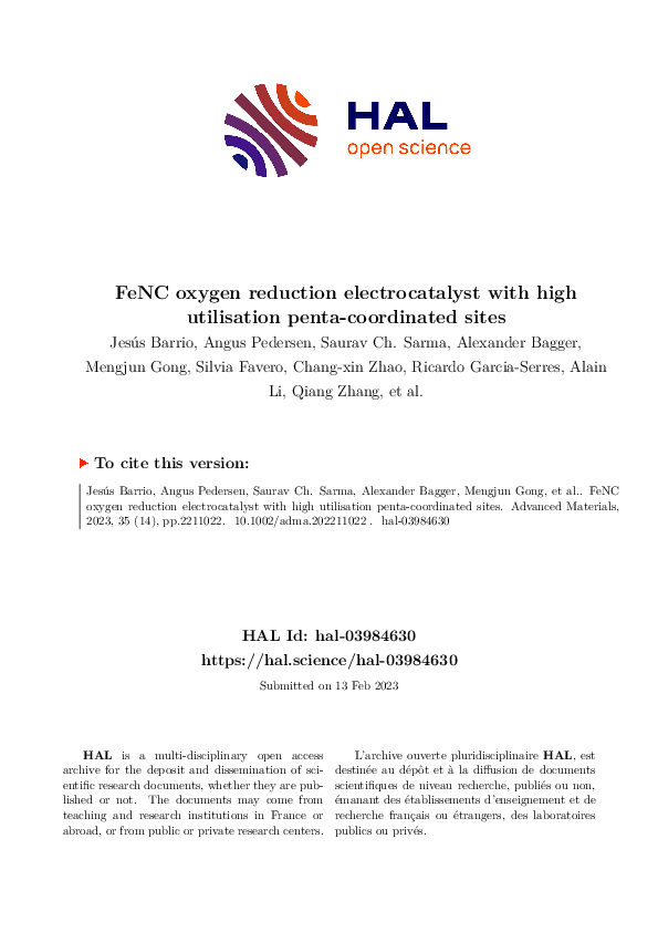 (PDF) FeNC Oxygen Reduction Electrocatalyst with High Utilization Penta ...