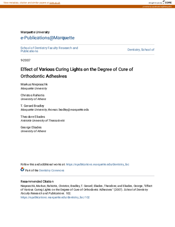 (PDF) Effect of various curing lights on the degree of cure of ...