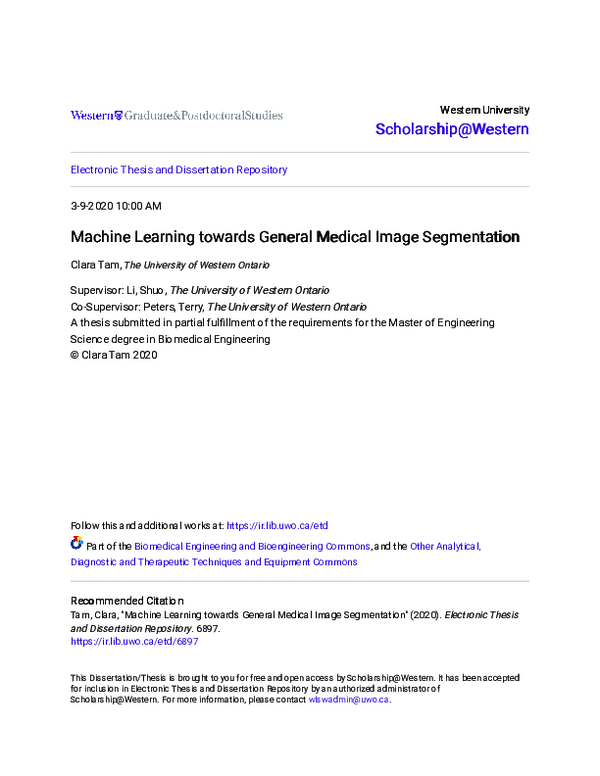 (PDF) Machine Learning towards General Medical Image Segmentation