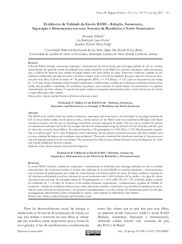 (PDF) Evidências de Validade da Escala RASH - Relação, Autonomia ...