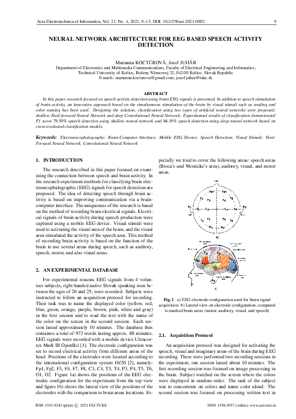 (PDF) Neural Network Architecture for EEG Based Speech Activity Detection