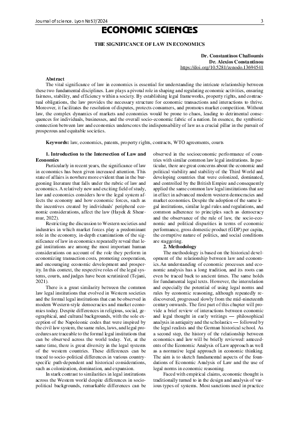 (PDF) The Significance of Law in Economics