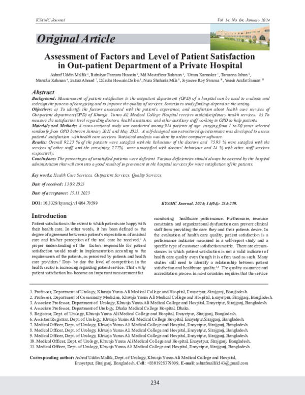 (PDF) Assessment of Factors and Level of Patient Satisfaction in Out ...