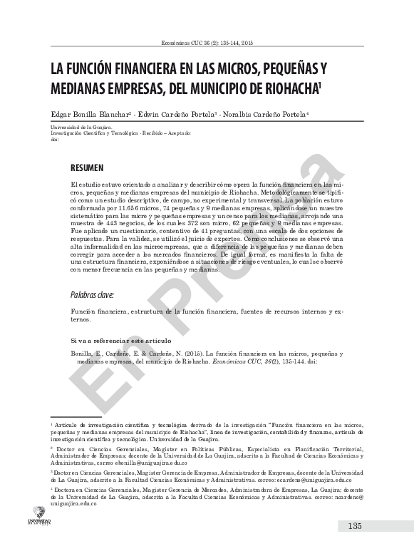 (PDF) La función financiera en las micros, pequeñas y medianas empresas ...