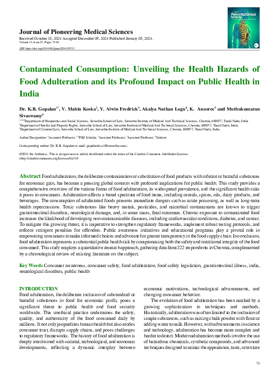 (PDF) Contaminated Consumption: Unveiling the Health Hazards of Food ...