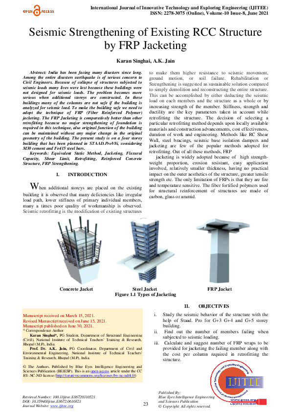 (PDF) Seismic Strengthening of Existing RCC Structure by FRP Jacketing