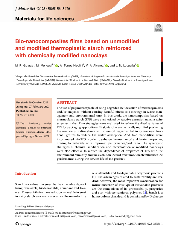 (PDF) Bio-nanocomposites films based on unmodified and modified ...