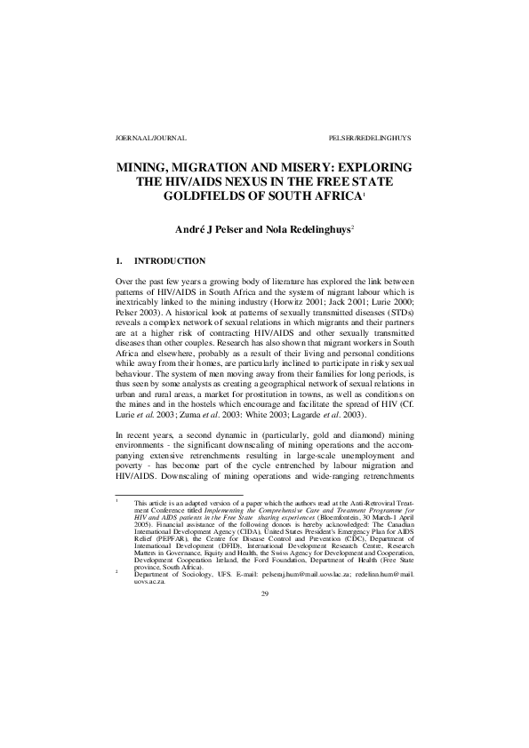 (PDF) Mining, migration and misery: exploring the HIV/AIDS nexus in the ...