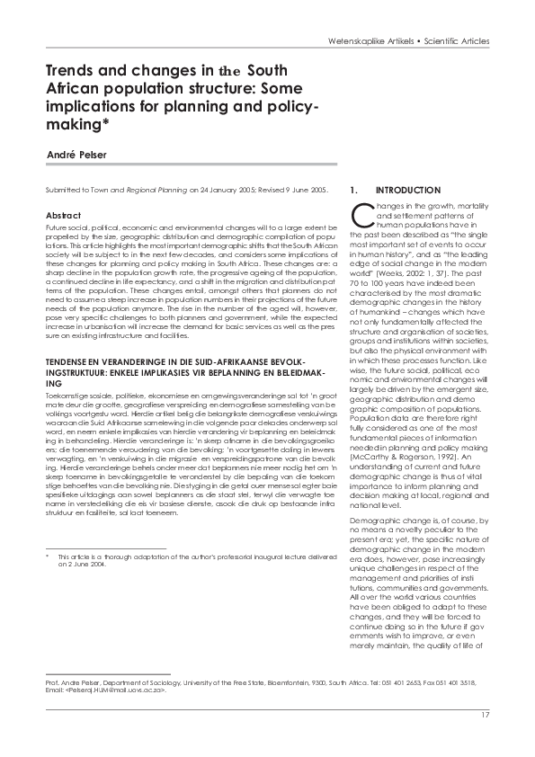 (PDF) Trends and changes in the South African population structure ...