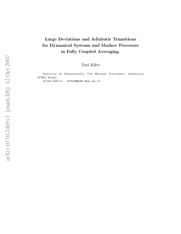 (PDF) Large deviations and adiabatic transitions for dynamical systems ...