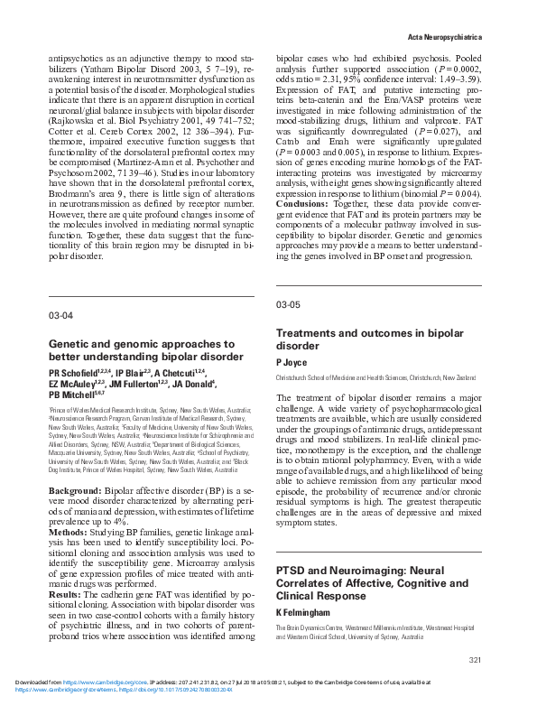 (PDF) 03-05 Treatments and outcomes in bipolar disorder