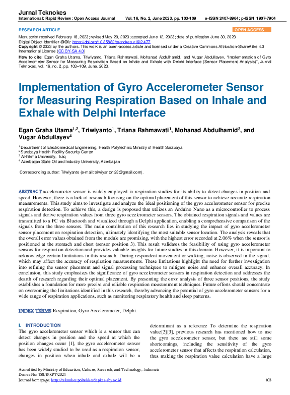(PDF) Implementation of Gyro Accelerometer Sensor for Measuring ...