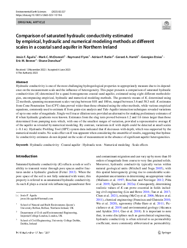 (PDF) Comparison of saturated hydraulic conductivity estimated by ...