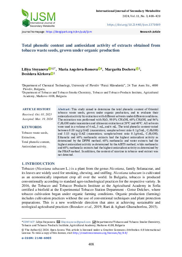 (PDF) Total phenolic content and antioxidant activity of extracts ...