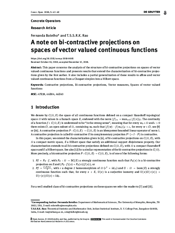 (PDF) A note on bi-contractive projections on spaces of vector valued ...