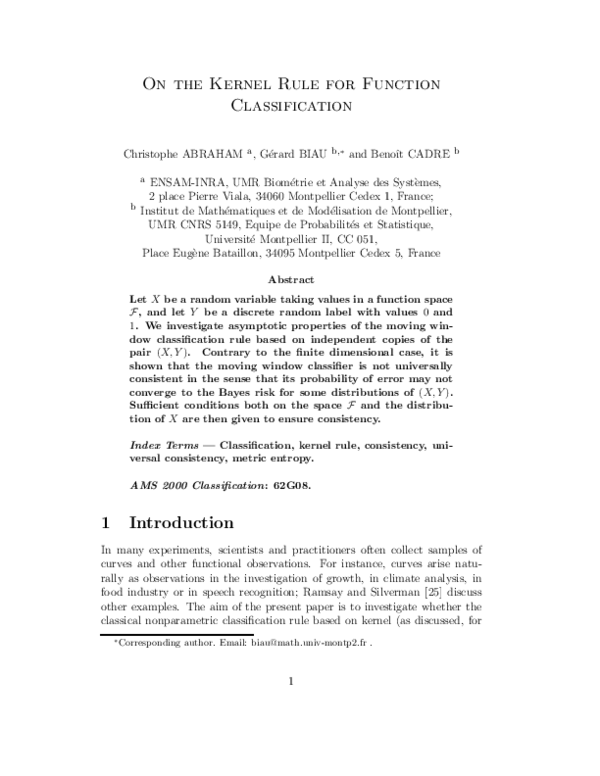 (PDF) On the Kernel Rule for Function Classification