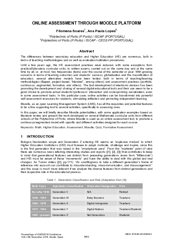 (PDF) Online Assessment Through Moodle Platform