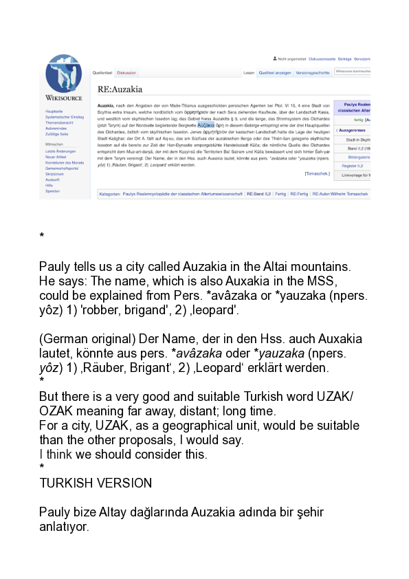 (PDF) Scythian toponomy Auzakia versus Turkic uzak