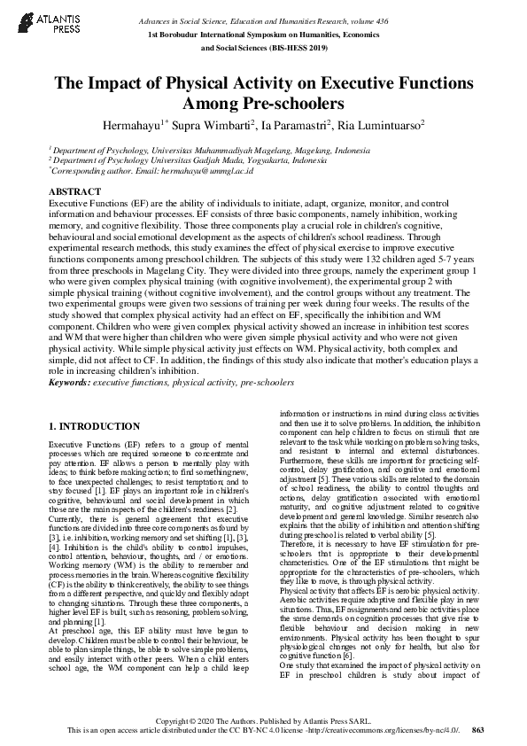 (PDF) The Impact of Physical Activity on Executive Functions Among Pre ...