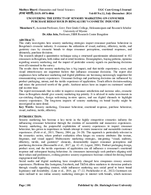 (PDF) UNCOVERING THE EFFECTS OF SENSORY MARKETING ON CONSUMER