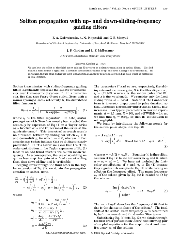 (PDF) Soliton propagation with up- and down-sliding-frequency guiding ...