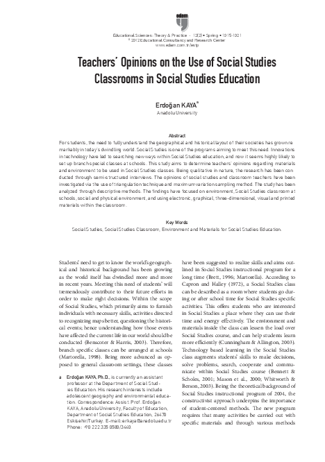 (PDF) Teachers' Opinions on the Use of Social Studies Classrooms in ...