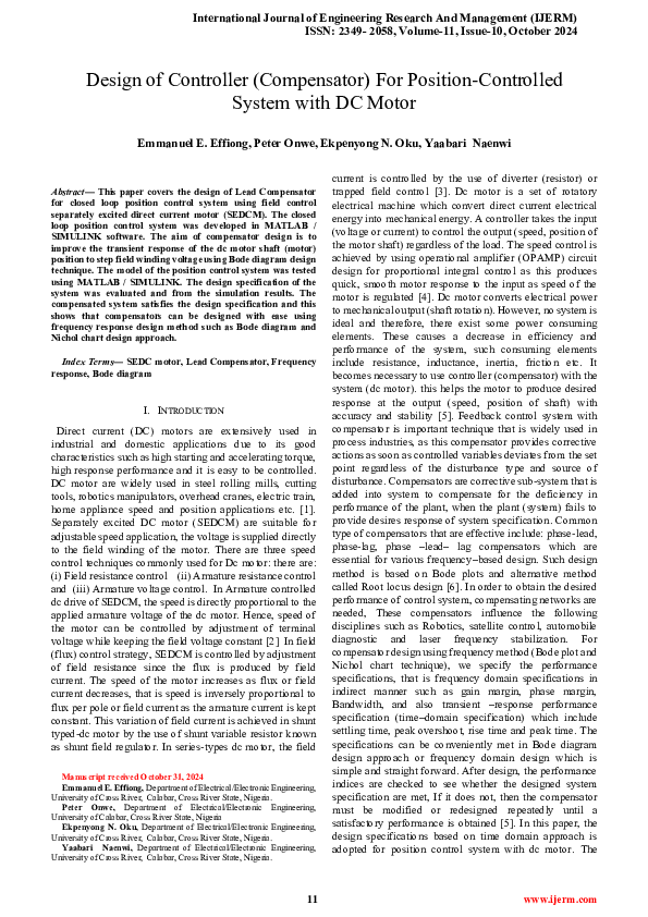 (PDF) DC Motor Compensator PaDesign of Controller (Compensator) For ...