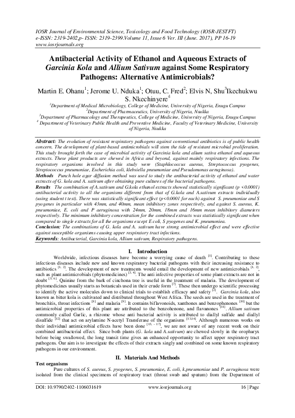 (PDF) Antibacterial Activity of Ethanol and Aqueous Extracts of ...