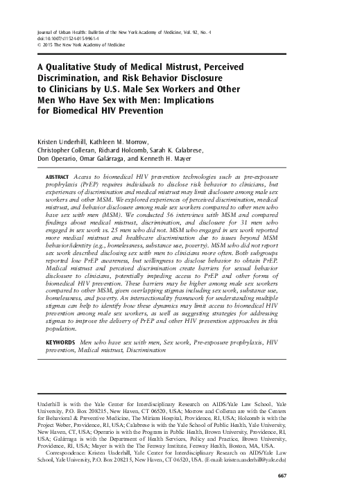 (PDF) A Qualitative Study of Medical Mistrust, Perceived Discrimination ...