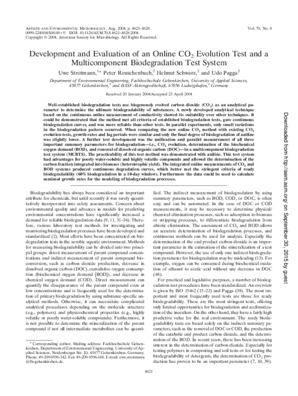 (PDF) Development and Evaluation of an Online CO 2 Evolution Test and a ...