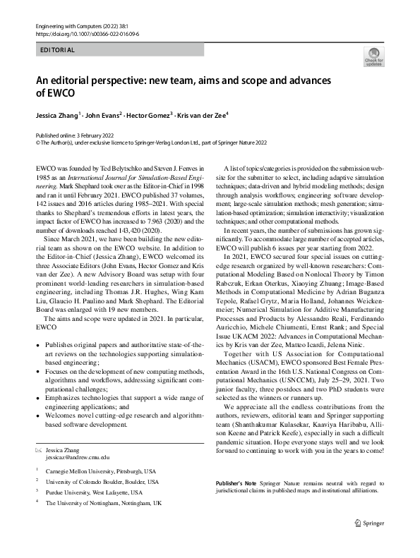 (PDF) An editorial perspective: new team, aims and scope and advances ...