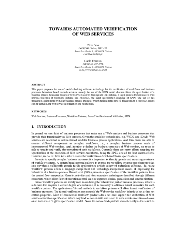 (PDF) Towards Automated Verification of Web Services