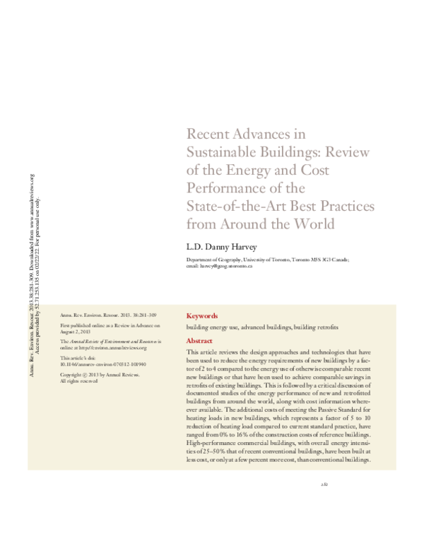 (PDF) Recent Advances in Sustainable Buildings: Review of the Energy ...
