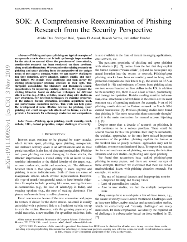 (PDF) SoK: A Comprehensive Reexamination of Phishing Research From the ...