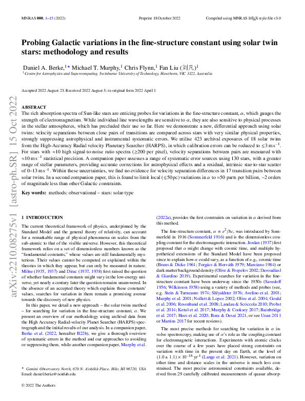 (PDF) Probing Galactic variations in the fine-structure constant using ...