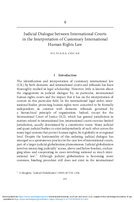 (PDF) Judicial Dialogue between International Courts in the ...